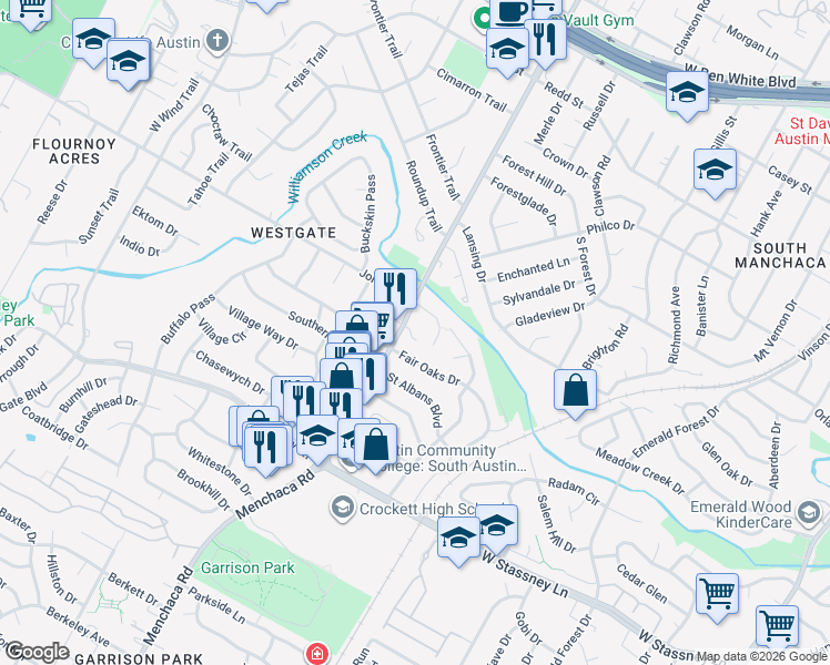 map of restaurants, bars, coffee shops, grocery stores, and more near 1907 Jentsch Court in Austin