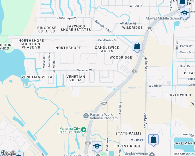 map of restaurants, bars, coffee shops, grocery stores, and more near 3923 Molina Road in Panama City
