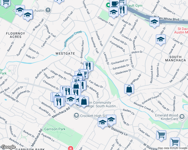 map of restaurants, bars, coffee shops, grocery stores, and more near 1907 Jentsch Court in Austin