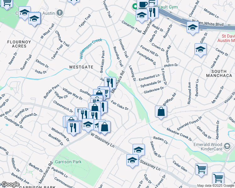 map of restaurants, bars, coffee shops, grocery stores, and more near 1907 Jentsch Court in Austin