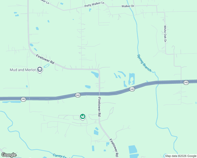 map of restaurants, bars, coffee shops, grocery stores, and more near 15745 Firetower Road in Conroe