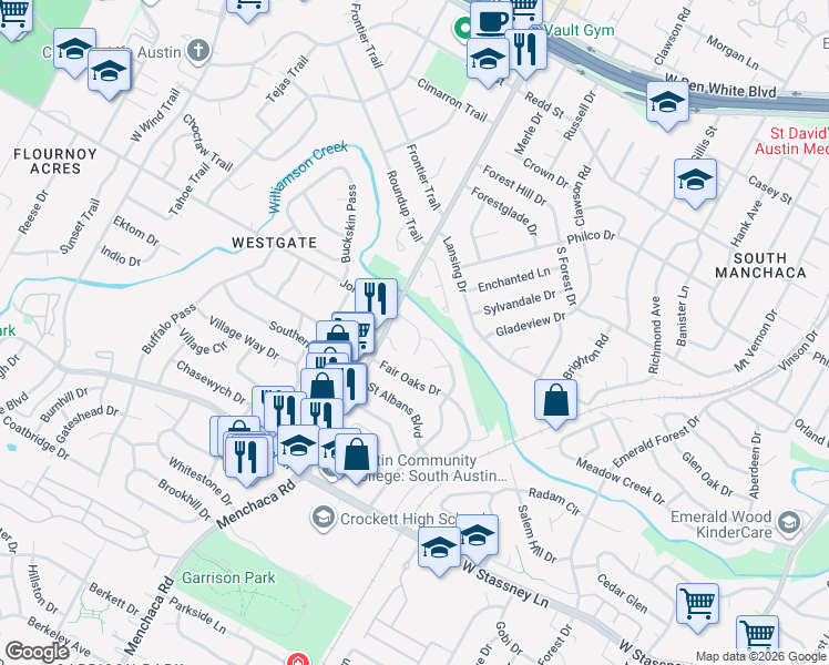 map of restaurants, bars, coffee shops, grocery stores, and more near 1907 Jentsch Court in Austin