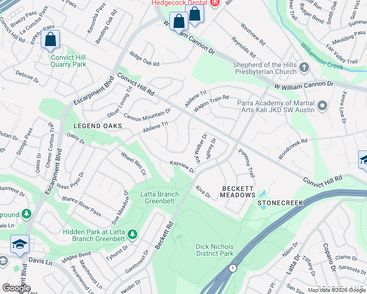 map of restaurants, bars, coffee shops, grocery stores, and more near 7511 Ladle Lane in Austin