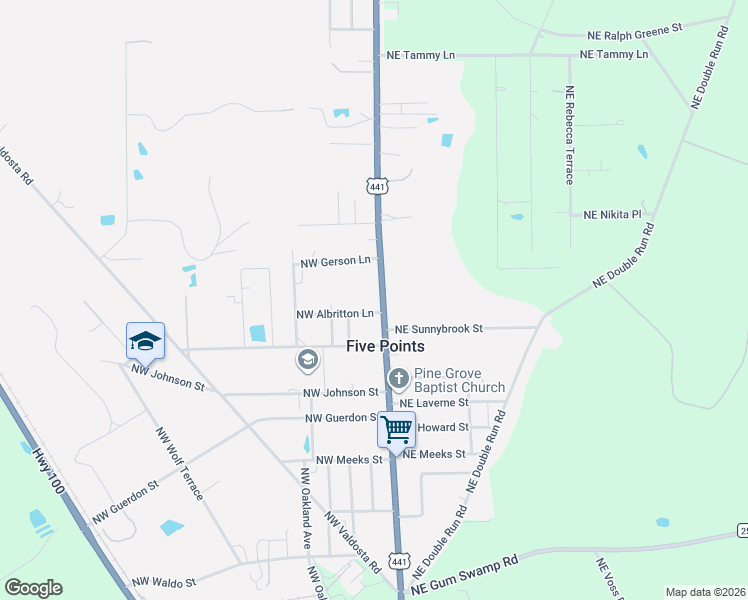 map of restaurants, bars, coffee shops, grocery stores, and more near 2229 U.S. 441 in Lake City