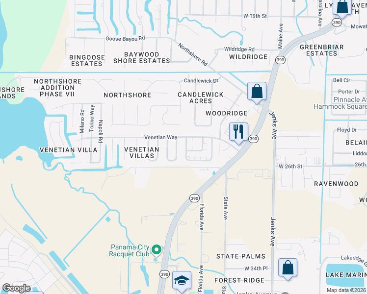 map of restaurants, bars, coffee shops, grocery stores, and more near 3933 Molina Road in Panama City