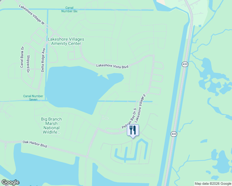 map of restaurants, bars, coffee shops, grocery stores, and more near 56010 Louisiana 433 in Slidell
