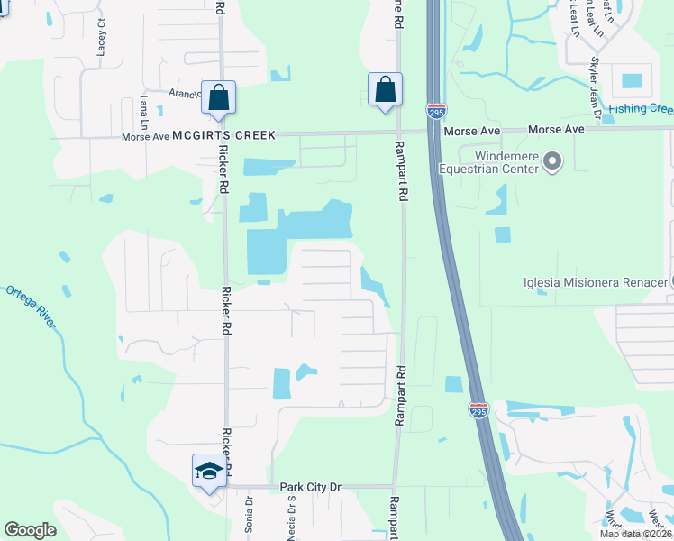map of restaurants, bars, coffee shops, grocery stores, and more near 7377 Governors Park Road in Jacksonville
