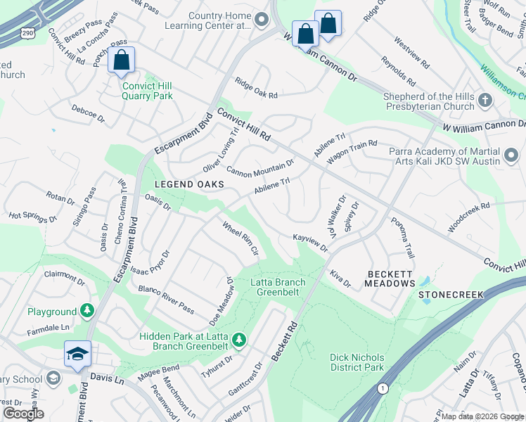 map of restaurants, bars, coffee shops, grocery stores, and more near 5902 Kayview Drive in Austin
