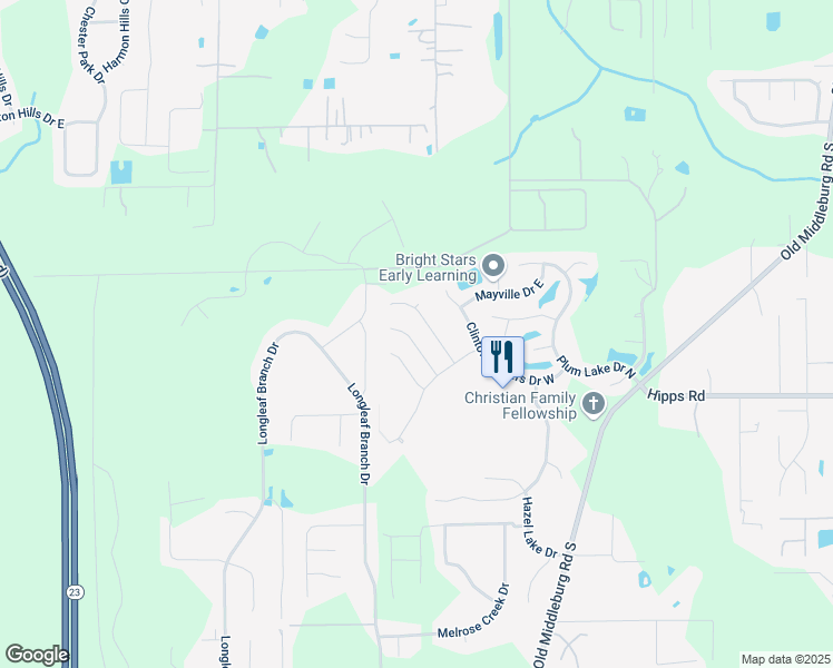 map of restaurants, bars, coffee shops, grocery stores, and more near 6917 Nichols Creek Drive in Jacksonville