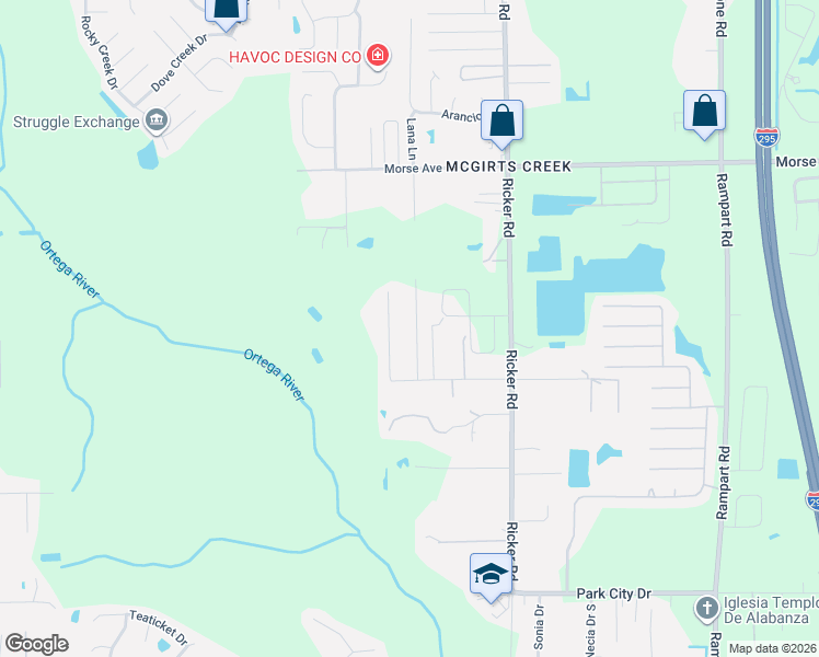 map of restaurants, bars, coffee shops, grocery stores, and more near 7023 Macbeth Road in Jacksonville