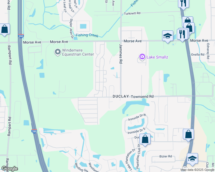 map of restaurants, bars, coffee shops, grocery stores, and more near 7052 Saint Ives Court in Jacksonville