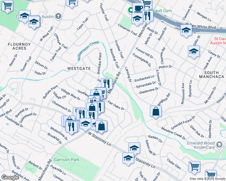 map of restaurants, bars, coffee shops, grocery stores, and more near 1907 Jentsch Court in Austin