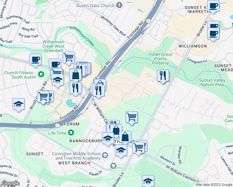 map of restaurants, bars, coffee shops, grocery stores, and more near 4009 Sabio Drive in Austin
