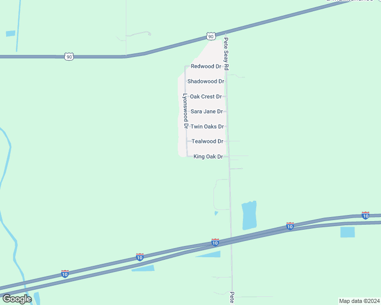 map of restaurants, bars, coffee shops, grocery stores, and more near 2770 King Oak Drive in Sulphur