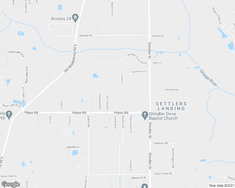 map of restaurants, bars, coffee shops, grocery stores, and more near 7005 Camfield St in Jacksonville