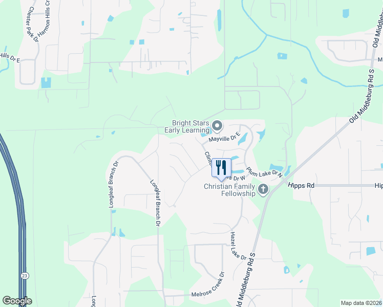 map of restaurants, bars, coffee shops, grocery stores, and more near 6919 Kettle Creek Drive in Jacksonville