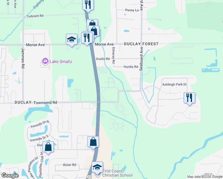 map of restaurants, bars, coffee shops, grocery stores, and more near 6860 Skaff Avenue in Jacksonville