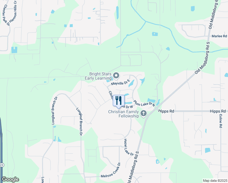 map of restaurants, bars, coffee shops, grocery stores, and more near 6945 Clinton Corners Drive in Jacksonville