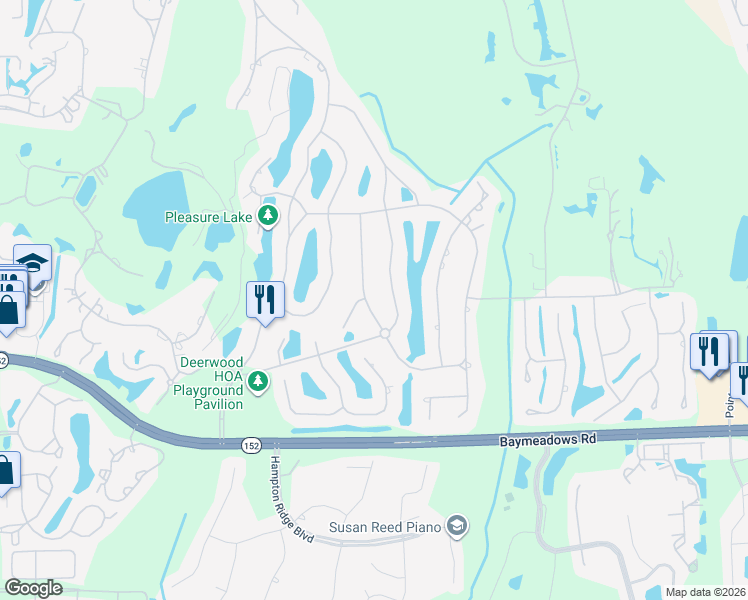 map of restaurants, bars, coffee shops, grocery stores, and more near 8155 Woodgrove Road in Jacksonville