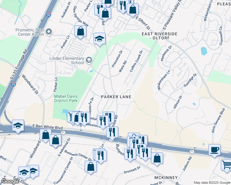 map of restaurants, bars, coffee shops, grocery stores, and more near in Austin