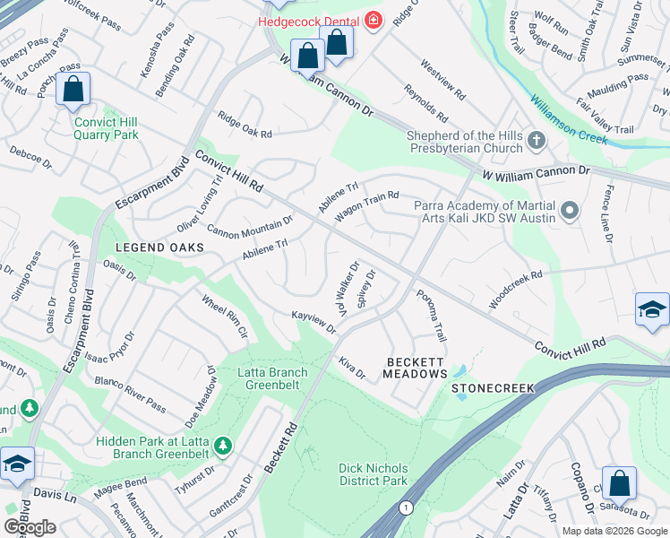 map of restaurants, bars, coffee shops, grocery stores, and more near 5649 Wagon Train Road in Austin
