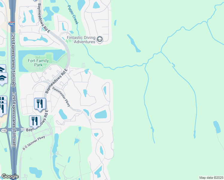 map of restaurants, bars, coffee shops, grocery stores, and more near 8701 Little Swift Circle in Jacksonville