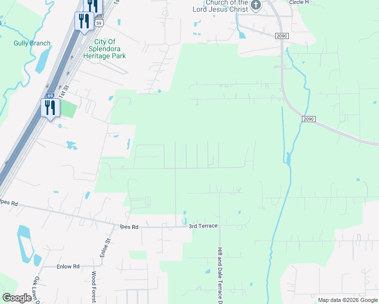 map of restaurants, bars, coffee shops, grocery stores, and more near 15723 Ty Cobb Court in Splendora