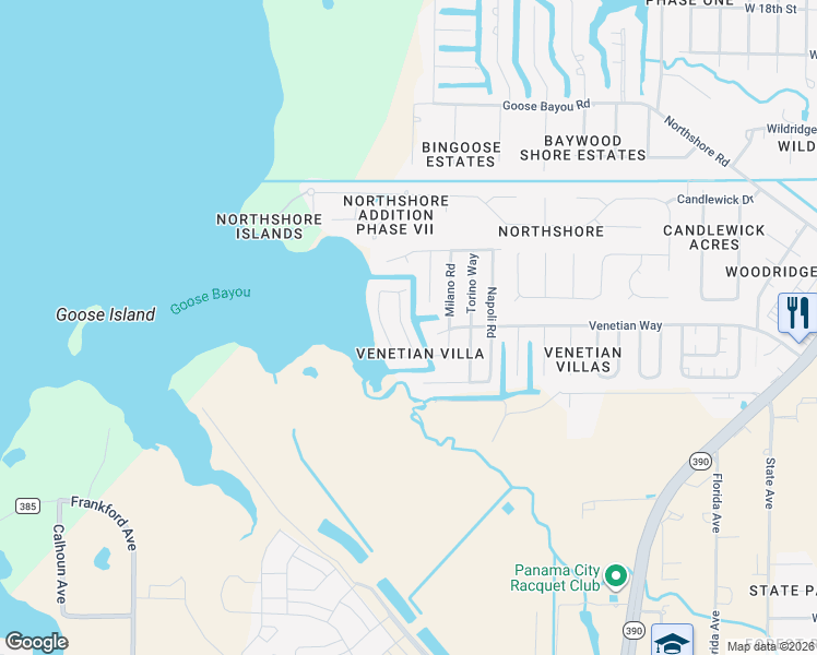 map of restaurants, bars, coffee shops, grocery stores, and more near 1345 Capri Drive in Panama City