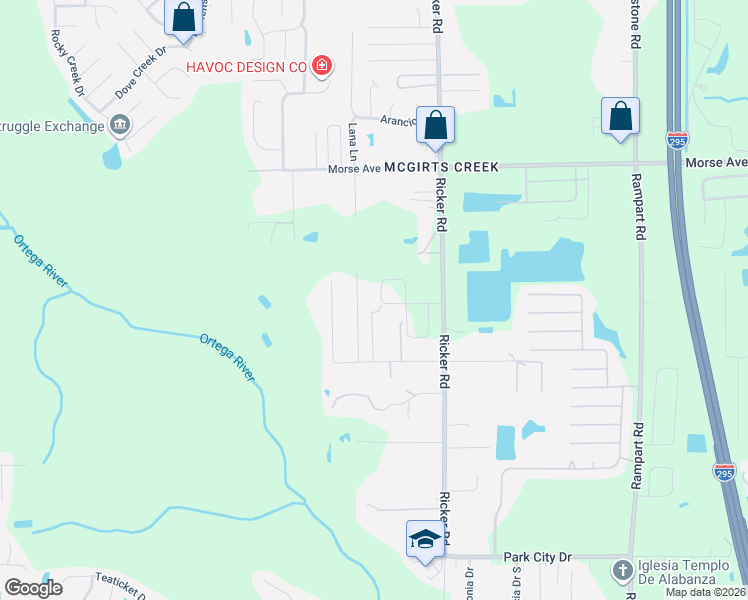 map of restaurants, bars, coffee shops, grocery stores, and more near 2016 Williamson Lane in Jacksonville