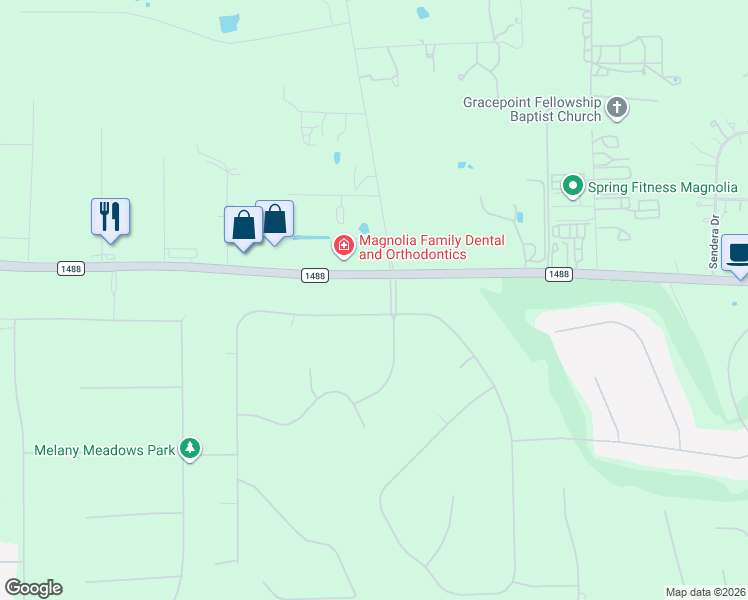map of restaurants, bars, coffee shops, grocery stores, and more near 10506 Crestwater Circle in Magnolia