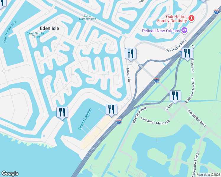 map of restaurants, bars, coffee shops, grocery stores, and more near 122 Weatherly Cove in Slidell
