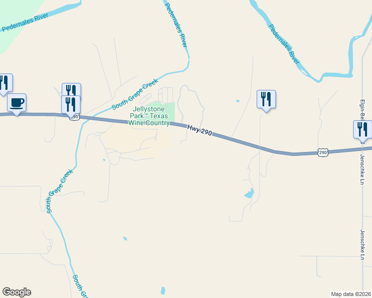 map of restaurants, bars, coffee shops, grocery stores, and more near 10915 U.S. 290 in Fredericksburg