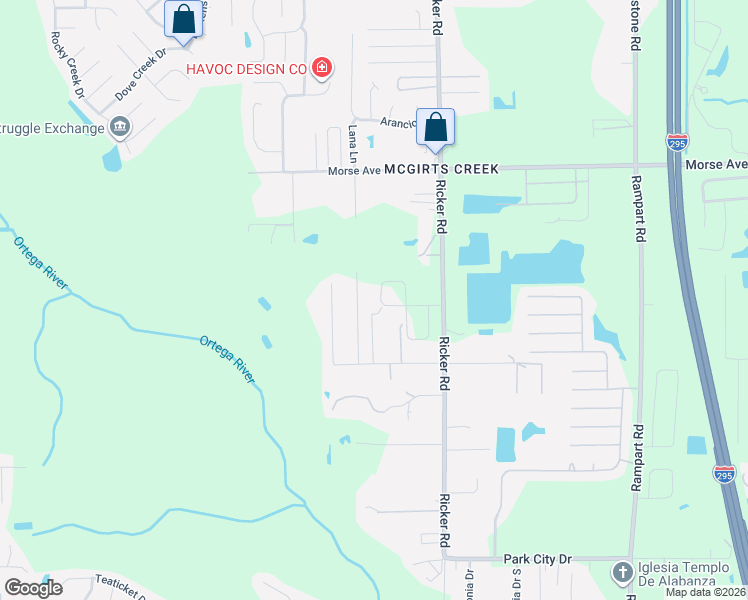 map of restaurants, bars, coffee shops, grocery stores, and more near 2016 Williamson Lane in Jacksonville