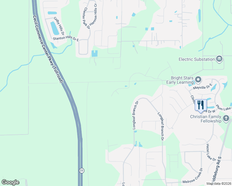 map of restaurants, bars, coffee shops, grocery stores, and more near 10392 Pavnes Creek Drive in Jacksonville