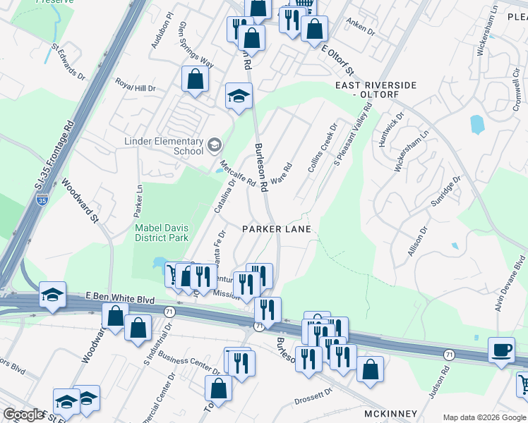 map of restaurants, bars, coffee shops, grocery stores, and more near in Austin