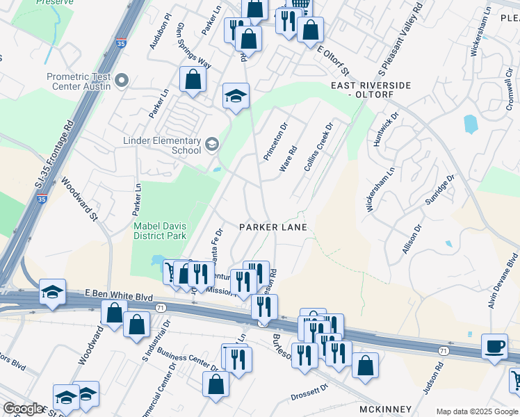 map of restaurants, bars, coffee shops, grocery stores, and more near in Austin