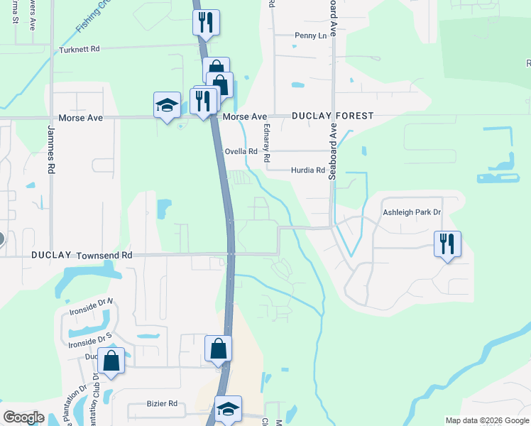 map of restaurants, bars, coffee shops, grocery stores, and more near 6860 Skaff Avenue in Jacksonville