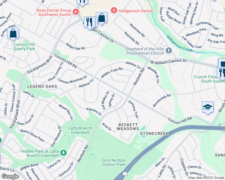 map of restaurants, bars, coffee shops, grocery stores, and more near 5508 Meg Brauer Way in Austin