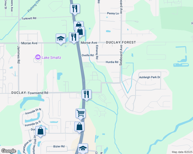 map of restaurants, bars, coffee shops, grocery stores, and more near 5775 Ortega View Way in Jacksonville