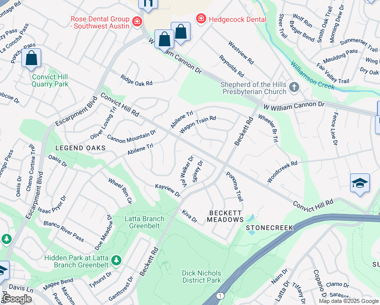 map of restaurants, bars, coffee shops, grocery stores, and more near 5602 Wagon Train Cove in Austin