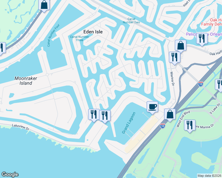 map of restaurants, bars, coffee shops, grocery stores, and more near 200 Constellation Drive in Slidell