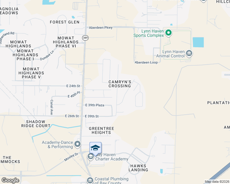 map of restaurants, bars, coffee shops, grocery stores, and more near 2316 Camryns Crossing in Panama City
