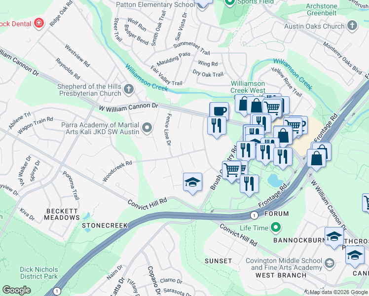 map of restaurants, bars, coffee shops, grocery stores, and more near 6904 Range Oak Circle in Austin
