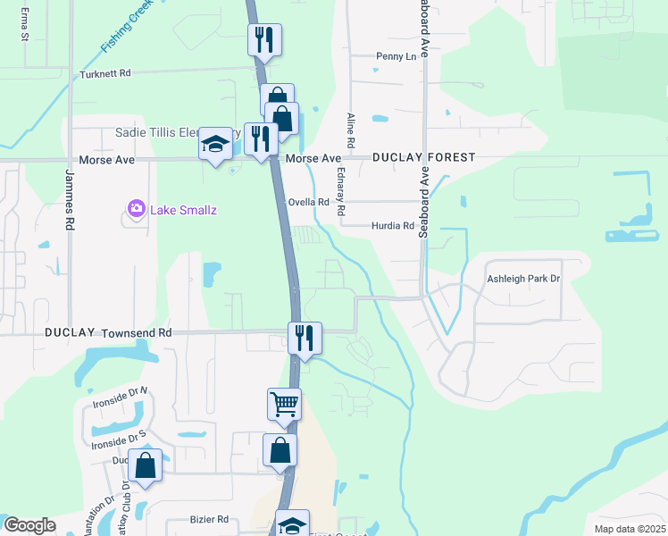 map of restaurants, bars, coffee shops, grocery stores, and more near 5775 Ortega View Way in Jacksonville