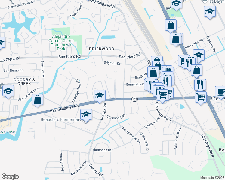 map of restaurants, bars, coffee shops, grocery stores, and more near 4921 Jackman Court in Jacksonville