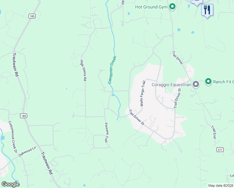 map of restaurants, bars, coffee shops, grocery stores, and more near 2-13494 Paisano Trail in Austin