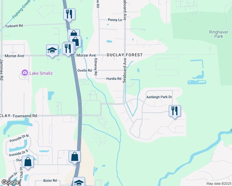 map of restaurants, bars, coffee shops, grocery stores, and more near 5724 Guana Park Court in Jacksonville