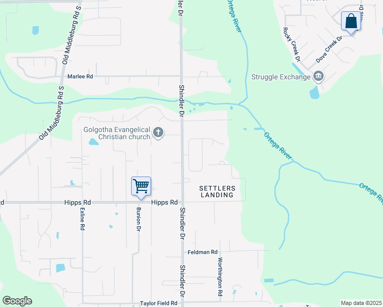 map of restaurants, bars, coffee shops, grocery stores, and more near 6955 Huntington Woods Circle West in Jacksonville