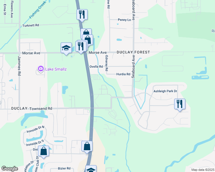 map of restaurants, bars, coffee shops, grocery stores, and more near 5775 Ortega View Way in Jacksonville