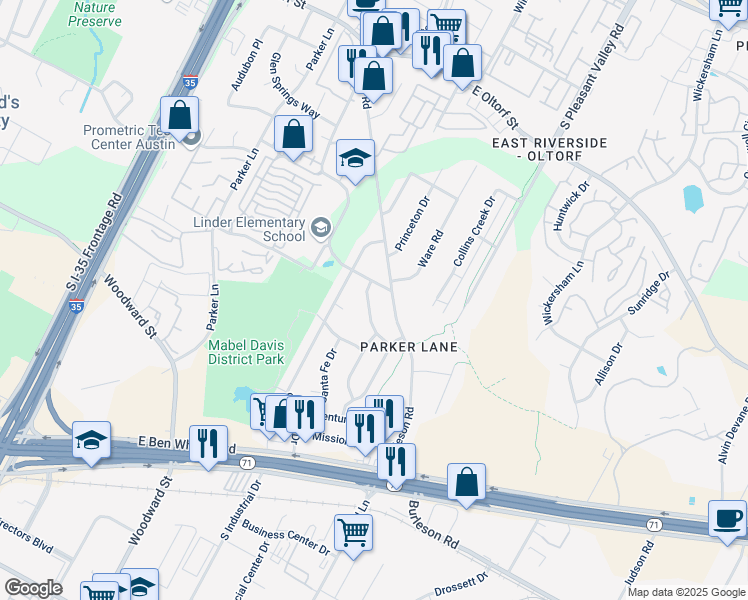 map of restaurants, bars, coffee shops, grocery stores, and more near 3007 Matador Drive in Austin